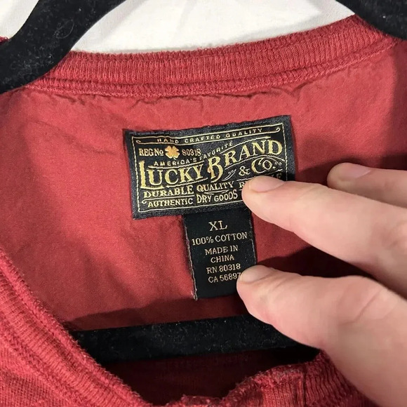 Lucky Brand Sweater Men's XL Burgundy Crew Neck Long Sleeve 100% Cotton - Picture 4 of 8